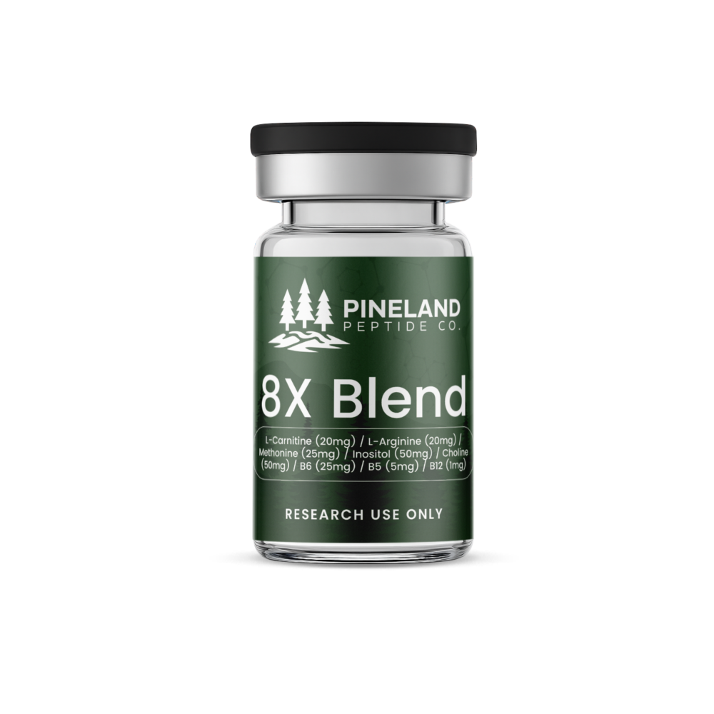 8X Blend L-Carnitine (20mg) / L-Arginine (20mg) / Methonine (25mg) / Inositol (50mg) / Choline (50mg) / B6 (25mg) / B5 (5mg) / B12 (1mg)